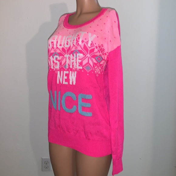 Lightweight Crew Neck Long Sleeve Knit Top “!Naughty is the New Nice” - Picture 4 of 17
